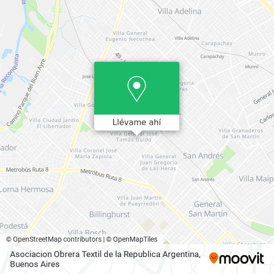 Mapa de Asociacion Obrera Textil de la Republica Argentina