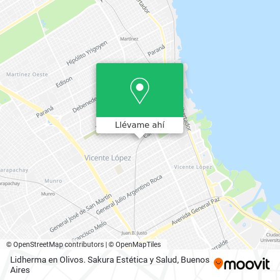 Mapa de Lidherma en Olivos. Sakura Estética y Salud