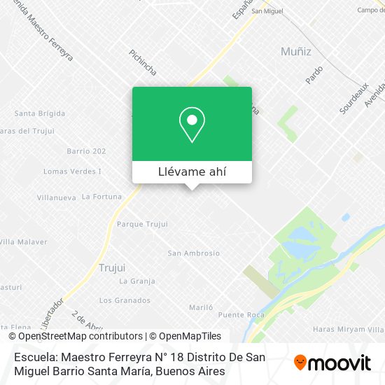 Mapa de Escuela: Maestro Ferreyra N° 18 Distrito De San Miguel Barrio Santa María
