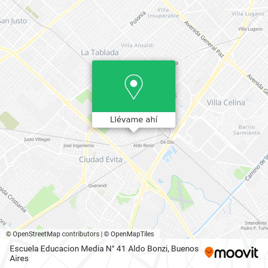 Mapa de Escuela Educacion Media N° 41 Aldo Bonzi