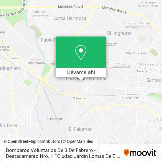 Mapa de Bomberos Voluntarios De 3 De Febrero - Destacamento Nro. 1 ""Ciudad Jardín Lomas De El Palomar""