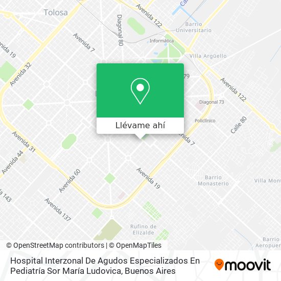 Mapa de Hospital Interzonal De Agudos Especializados En Pediatría Sor María Ludovica