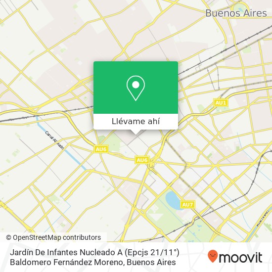Mapa de Jardín De Infantes Nucleado A (Epcjs 21 / 11°) Baldomero Fernández Moreno