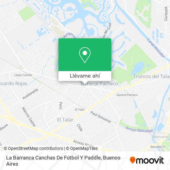 Mapa de La Barranca Canchas De Fútbol Y Paddle