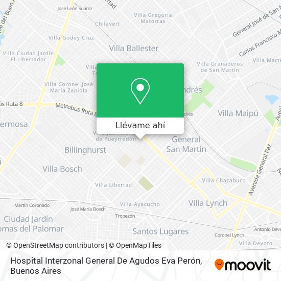 Mapa de Hospital Interzonal General De Agudos Eva Perón