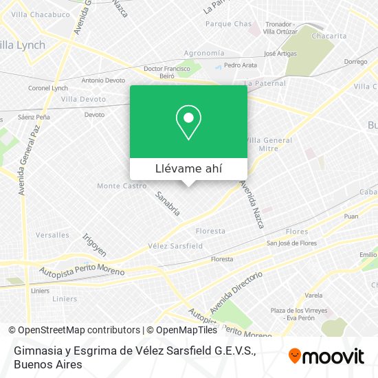 Mapa de Gimnasia y Esgrima de Vélez Sarsfield G.E.V.S.