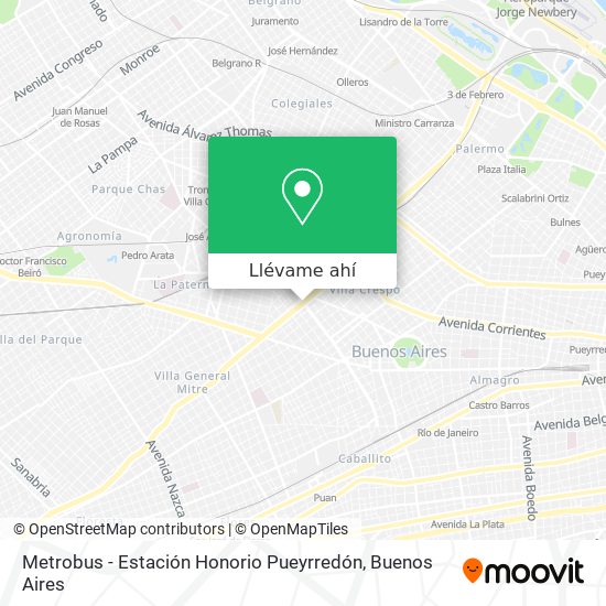 Mapa de Metrobus - Estación Honorio Pueyrredón