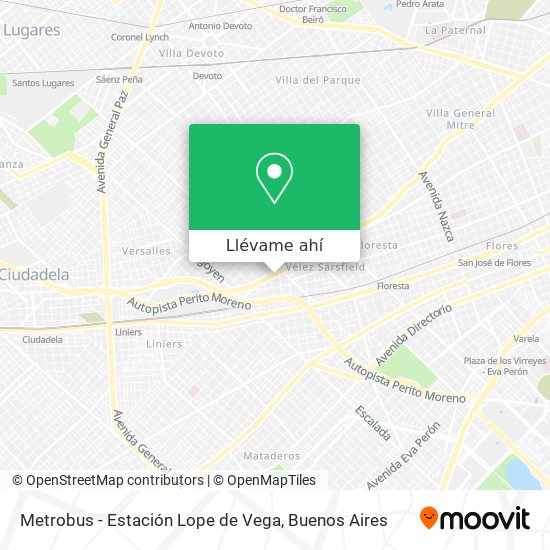 Mapa de Metrobus - Estación Lope de Vega