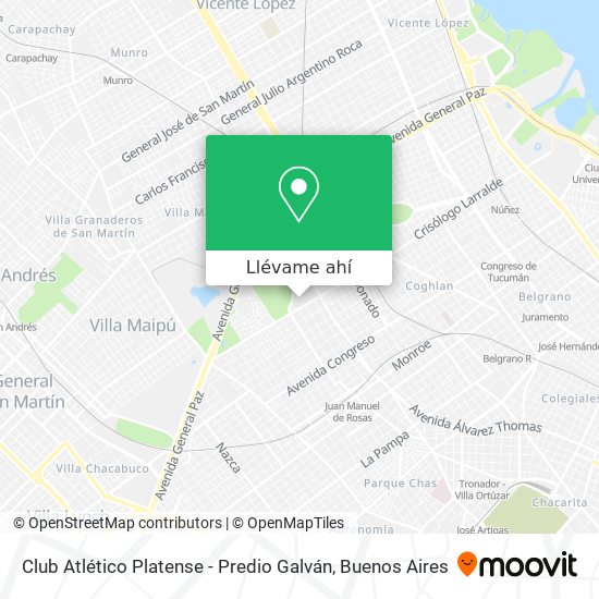 Mapa de Club Atlético Platense - Predio Galván