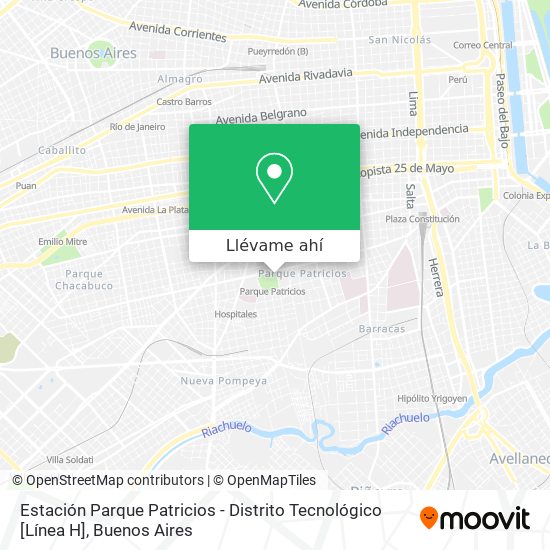 Mapa de Estación Parque Patricios - Distrito Tecnológico [Línea H]
