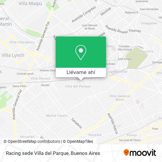 Mapa de Racing sede Villa del Parque