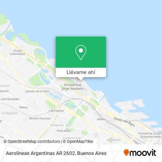 Mapa de Aerolíneas Argentinas AR 2602