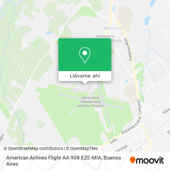 Mapa de American Airlines Flight AA 908 EZE-MIA