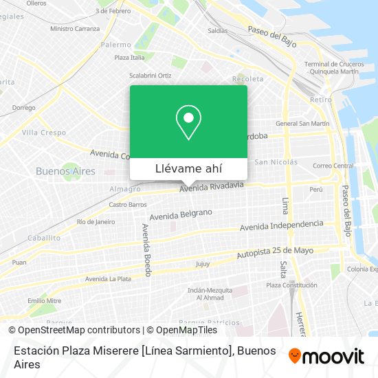 Mapa de Estación Plaza Miserere  [Línea Sarmiento]