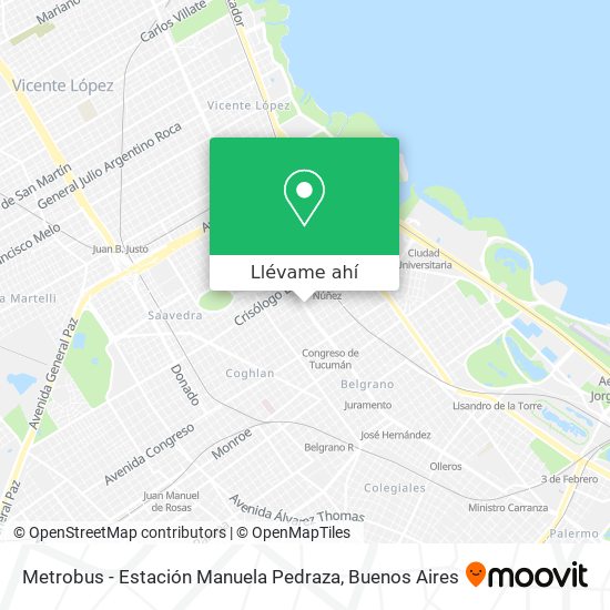 Mapa de Metrobus - Estación Manuela Pedraza