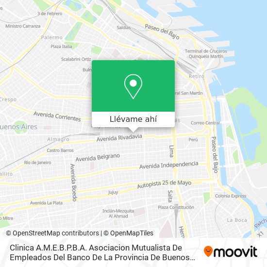 Mapa de Clinica A.M.E.B.P.B.A. Asociacion Mutualista De Empleados Del Banco De La Provincia De Buenos Aires