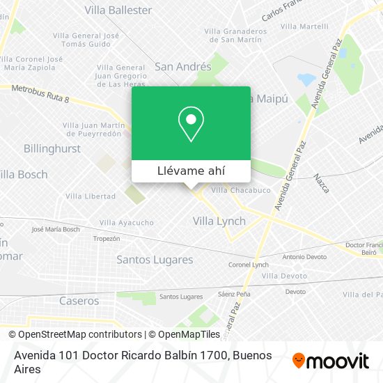 Mapa de Avenida 101 Doctor Ricardo Balbín 1700