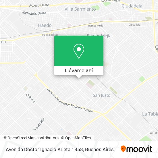 Mapa de Avenida Doctor Ignacio Arieta 1858