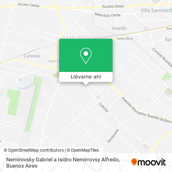 Mapa de Nemirovsky Gabriel a Isidro Nemirrovsy Alfredo