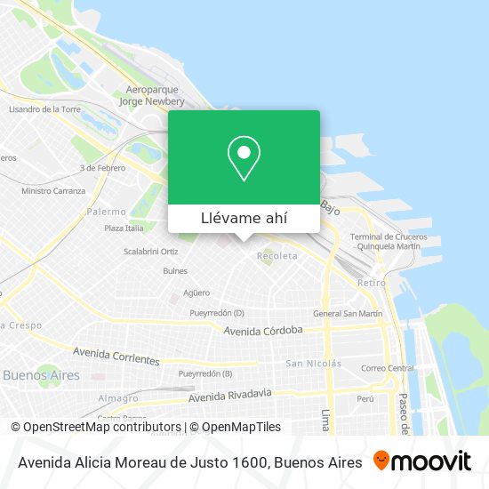 Mapa de Avenida Alicia Moreau de Justo 1600