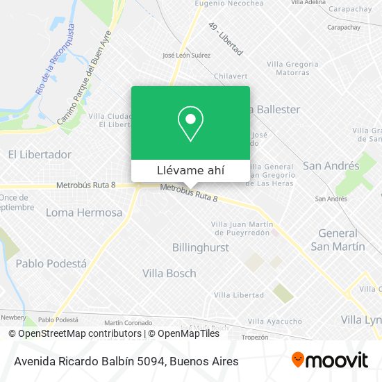 Mapa de Avenida Ricardo Balbín 5094