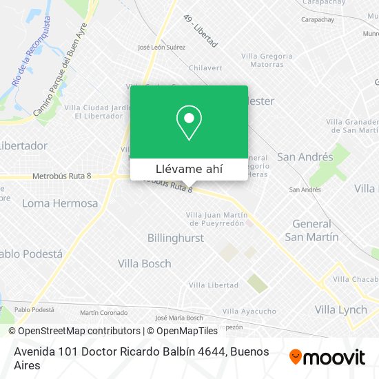 Mapa de Avenida 101 Doctor Ricardo Balbín 4644