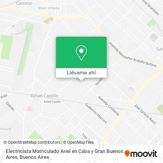 Mapa de Electricista Matriculado Ariel en Caba y Gran Buenos Aires