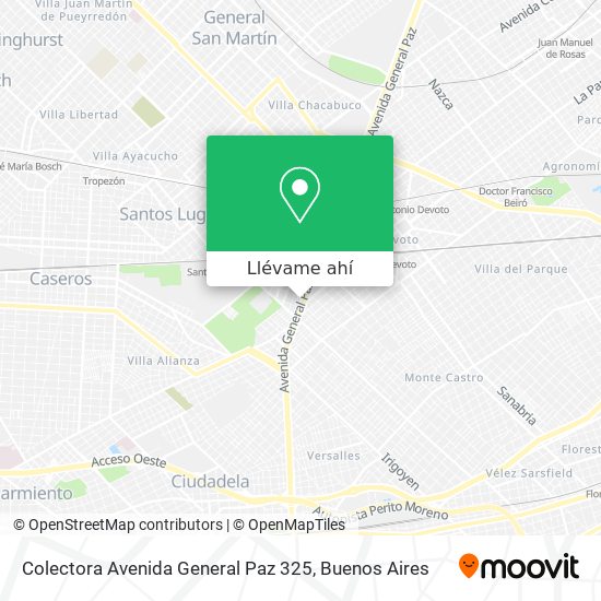 Mapa de Colectora Avenida General Paz 325