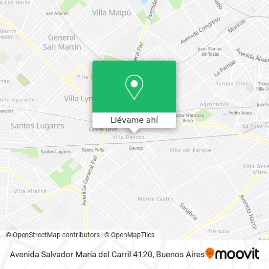 Mapa de Avenida Salvador María del Carril 4120