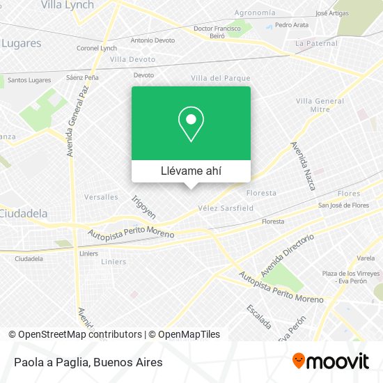 Mapa de Paola a Paglia