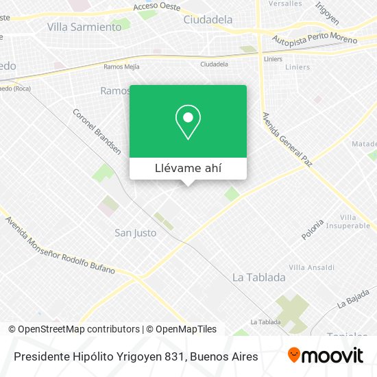 Mapa de Presidente Hipólito Yrigoyen 831