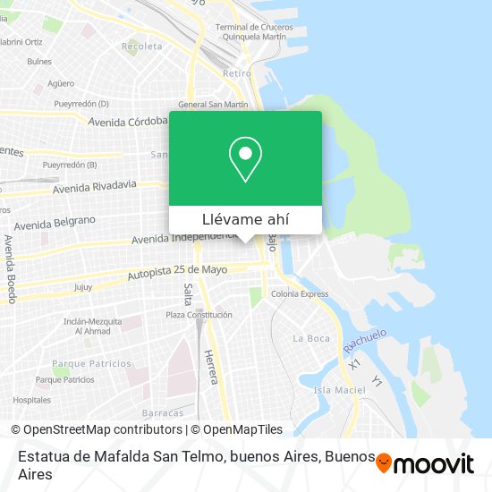 Mapa de Estatua de Mafalda San Telmo, buenos Aires