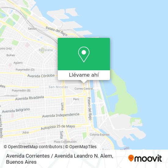 Mapa de Avenida Corrientes / Avenida Leandro N. Alem