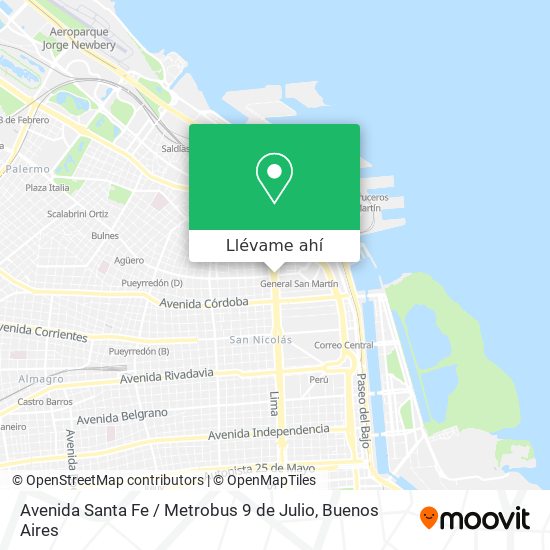 Mapa de Avenida Santa Fe / Metrobus 9 de Julio