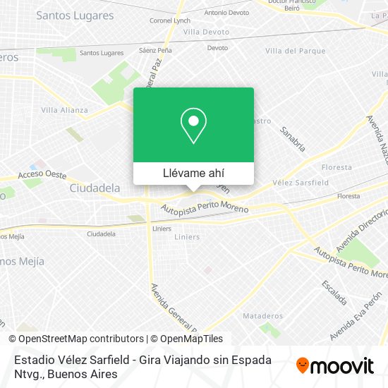 Mapa de Estadio Vélez Sarfield - Gira Viajando sin Espada Ntvg.