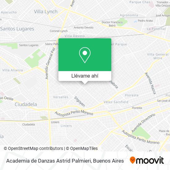 Mapa de Academia de Danzas Astrid Palmieri