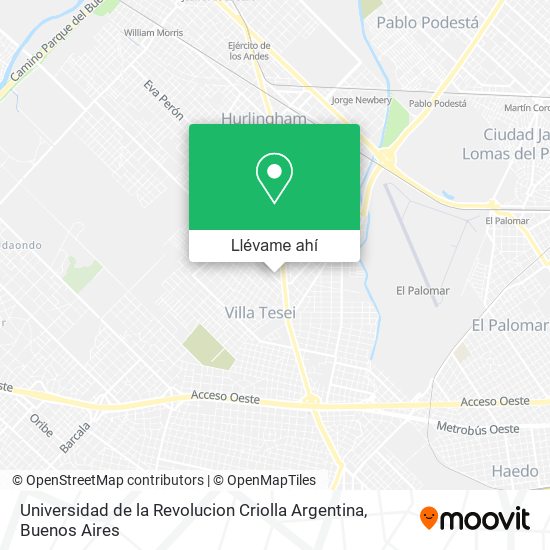 Mapa de Universidad de la Revolucion Criolla Argentina