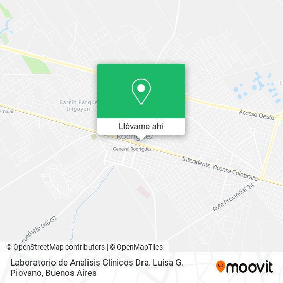 Mapa de Laboratorio de Analisis Clinicos Dra. Luisa G. Piovano