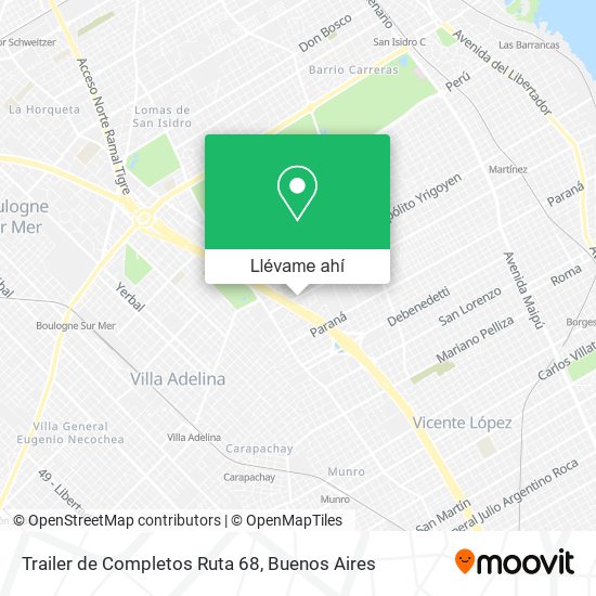 Mapa de Trailer de Completos Ruta 68