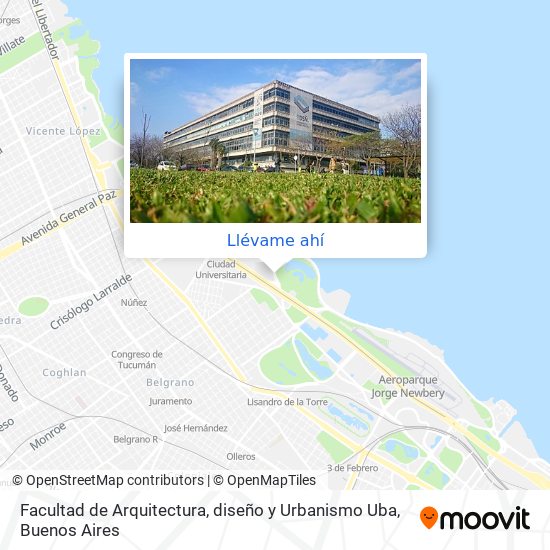 Mapa de Facultad de Arquitectura, diseño y Urbanismo Uba