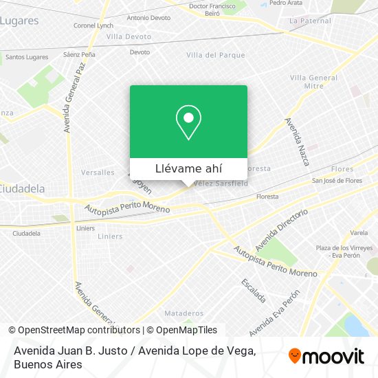 Mapa de Avenida Juan B. Justo / Avenida Lope de Vega