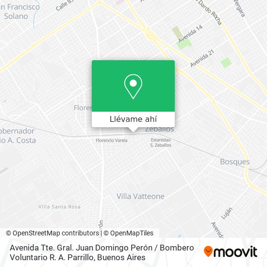 Mapa de Avenida Tte. Gral. Juan Domingo Perón / Bombero Voluntario R. A. Parrillo