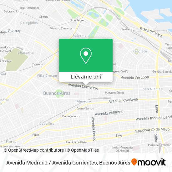 Mapa de Avenida Medrano / Avenida Corrientes