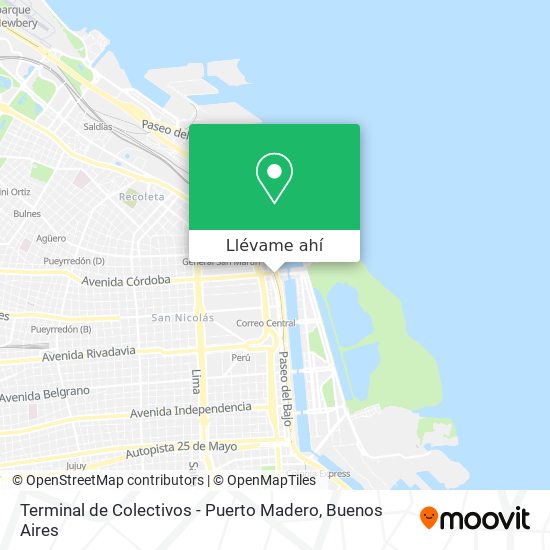 Mapa de Terminal de Colectivos - Puerto Madero