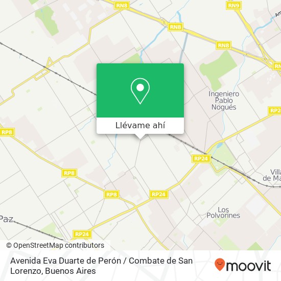 Mapa de Avenida Eva Duarte de Perón / Combate de San Lorenzo