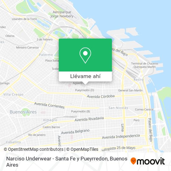 Mapa de Narciso Underwear - Santa Fe y Pueyrredon