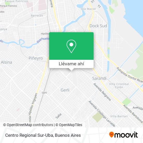 Mapa de Centro Regional Sur-Uba