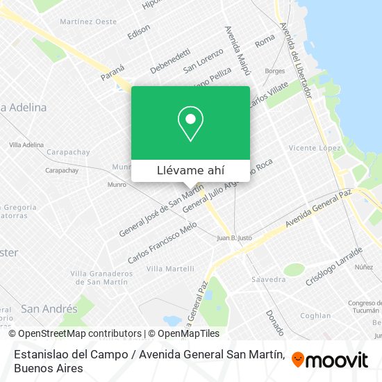 Mapa de Estanislao del Campo / Avenida General San Martín