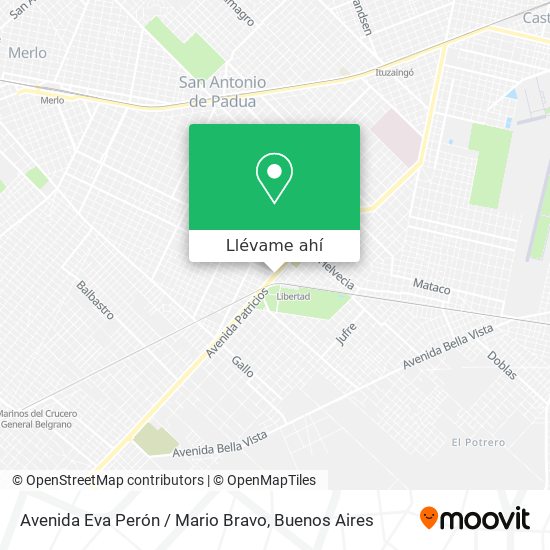 Mapa de Avenida Eva Perón / Mario Bravo