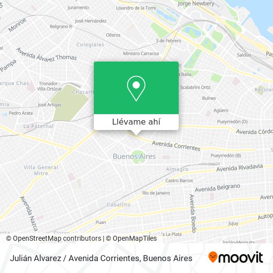 Mapa de Julián Alvarez / Avenida Corrientes
